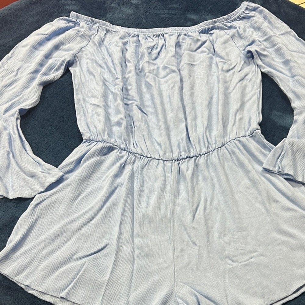 Elegant Off-Shoulder Light Blue Jumpsuit